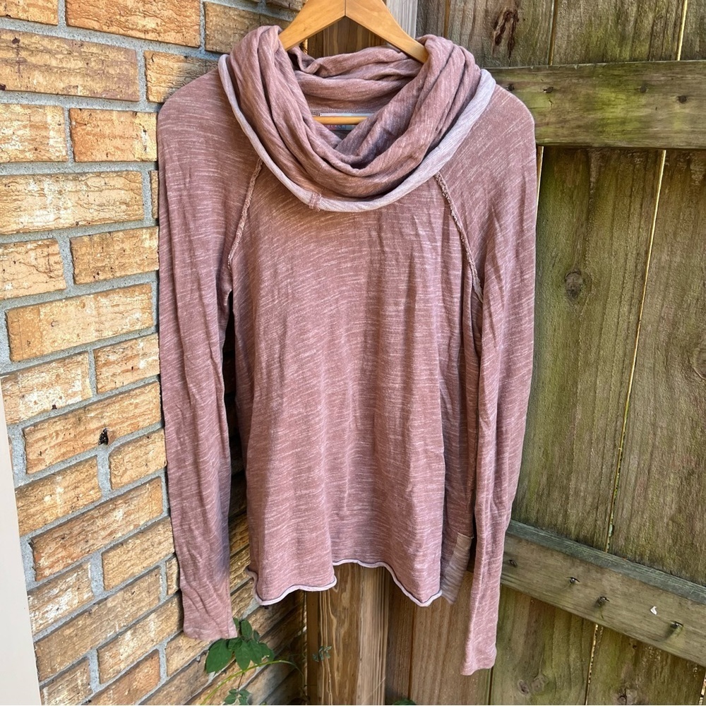 FP Beach Dusty Rose Cowl Neck Sweater